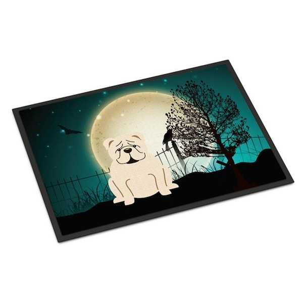 Carolines Treasures Halloween Scary English Bulldog White Indoor or Outdoor Mat, 24 x 0.25 x 36 in. BB2313JMAT - main